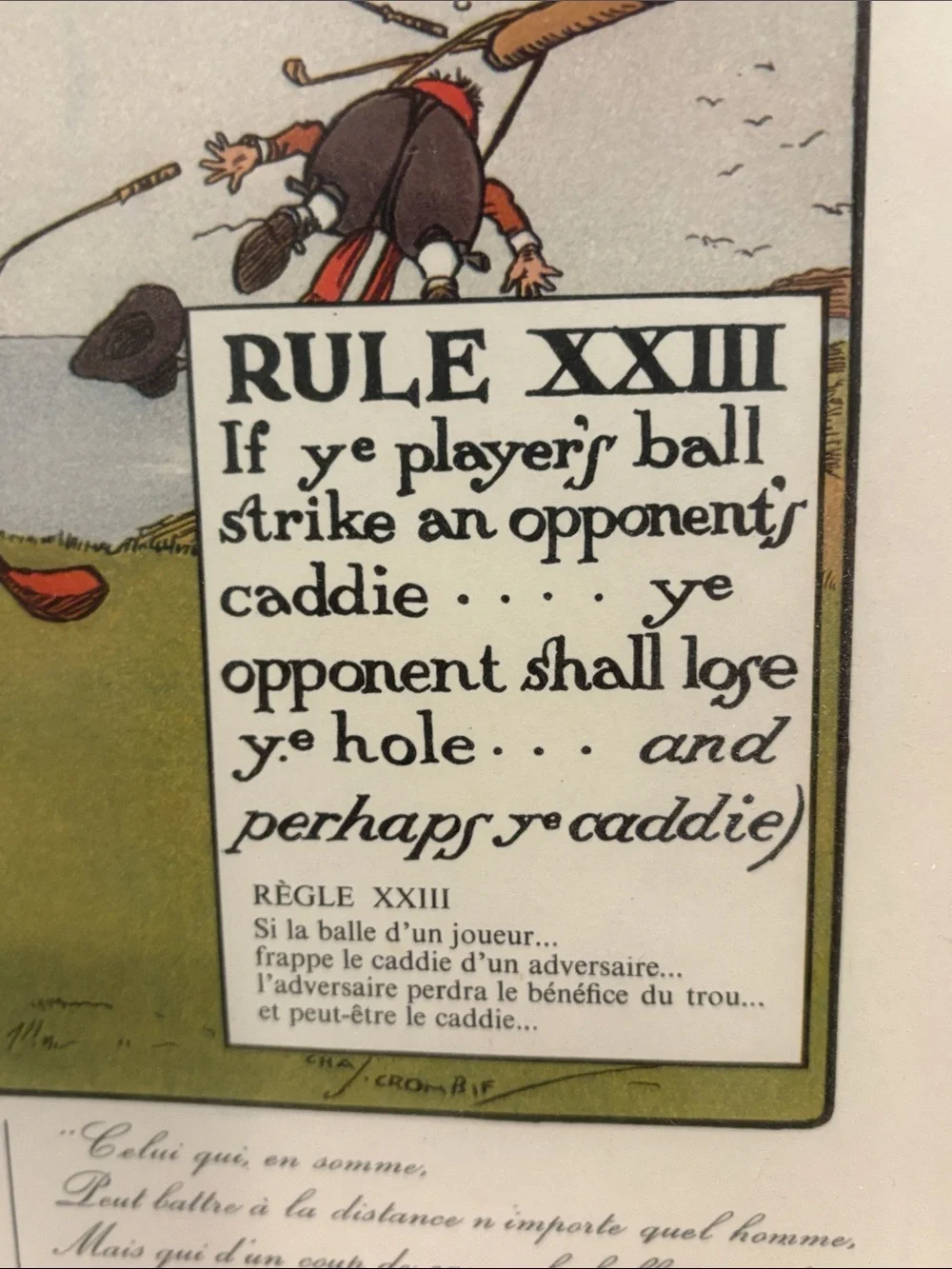 Perrier, Charles Crombie. Framed Golf Print - Rule XXIII